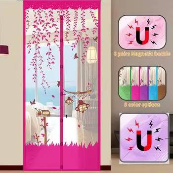 Сетчатая дверная занавеска с магнитной защелкой, противомоскитная сетка для спальни, кухни, дверные шторы, защита от насекомых и мух 90 X 210 CM