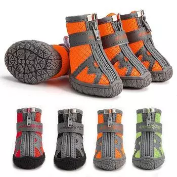 Сетчатая дышащая обувь для собак маленьких пород, нескользящая резиновая подошва, ботиночки для щенков, кроссовки для домашних животных для прогулок и походов size 1