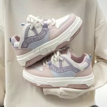 Сетчатая дышащая толстая подошва с круглым носком в студенческом стиле с низким вырезом женская обувь для скейтбординга удобная и повседневная спортивная обувь 35