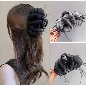 Сетчатая фея перо коготь для волос пузырь акула заколка женская краб заколка заколки для затылка хвост аксессуары для волос L серый