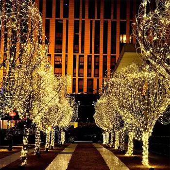 Сетчатая гирлянда, мерцающее освещение, украшение для рождественской свадьбы, вечеринки, 4,5 м 1,5 м, вилка европейского/американского стандарта, 110-220 В EU Plug разноцветный