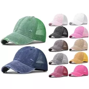 Сетчатая хлопковая бейсболка с дышащей пропиткой, старая, рваная, легкая, мужская и женская, весна-лето, винтажная шляпа темно-синий