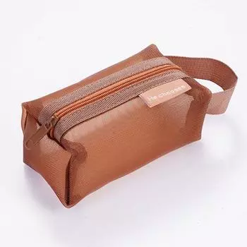 Сетчатая косметичка на молнии, косметичка для хранения туалетных принадлежностей в ретро-цвете, модная прозрачная косметичка для девочек