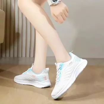 Сетчатая легкая спортивная обувь 2024 года, новая дышащая и нескользящая универсальная повседневная вулканизированная женская обувь Plataforma Mujer Traf 36 чёрный