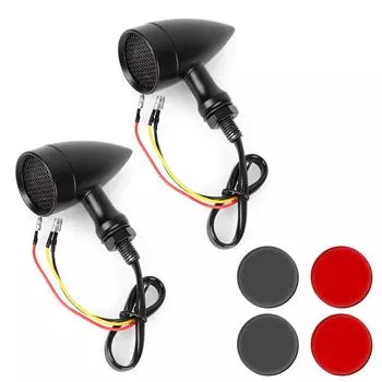 Сетчатая линза для BWM Honda Suzuki светодиодный сигнальный фонарь стоп-сигнал мотоциклетные пулевые сигналы поворота 2 шт./компл. DC 12V индикаторы огни Black