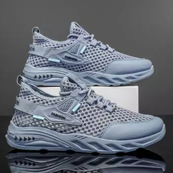 Сетчатая мужская обувь 2025 года, новые летние дышащие полые тонкие большие сетчатые туфли, легкие повседневные кроссовки с мягкой подошвой для бега 39