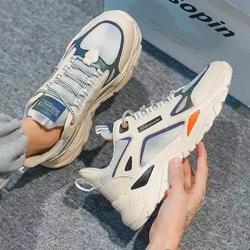 Сетчатая низкая летняя универсальная мужская дышащая спортивная обувь для фитнеса, нескользящая мягкая подошва, износостойкая мужская обувь для ходьбы 40 бежевый