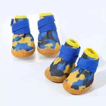 Сетчатая обувь для собак, дышащая обувь для маленьких собак, ботиночки для щенков с нескользящей подошвой для горячего тротуара, прочная защита лап домашних животных size 1