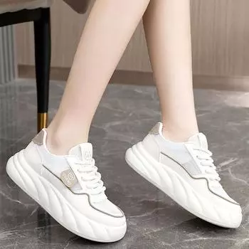 Сетчатая обувь для весны и лета, дышащая женская обувь на толстой подошве, дышащая и увеличивающая рост повседневная женская обувь, а также сетчатая обувь 40 белый