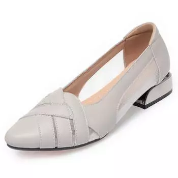 Сетчатая обувь, женская обувь из натуральной кожи, женская обувь большого размера, ажурная противоскользящая женская обувь 35