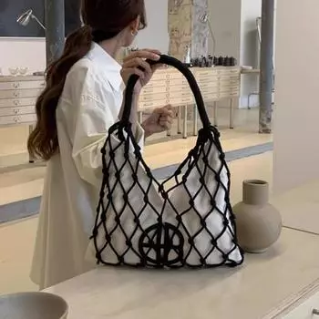 Сетчатая плетеная сумка женская роскошная дизайнерская плетеная пляжная сумка модный тренд большая вместительная сумка через плечо