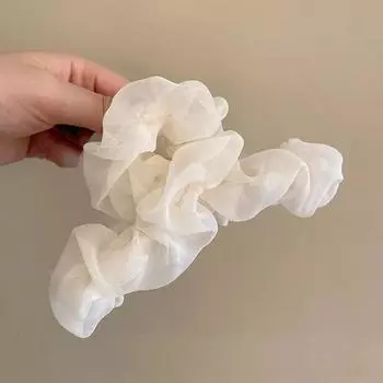 Сетчатая плиссированная заколка для волос для женщин, корейская простая элегантная темпераментная заколка в виде акулы, заколка для волос для девочек, новый головной убор, аксессуар для волос во французском стиле, заколка в виде акулы 1PC белый