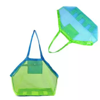 Сетчатая пляжная сумка, 1 упаковка, большая пляжная сумка для игрушек, сумка для хранения детских песочных игрушек, большая сумка для пляжных игрушек, пляжный бассейн One Size синий
