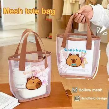 Сетчатая пляжная сумка с усиленной ручкой, большая вместительная водонепроницаемая пляжная сумка с мультяшным рисунком, защита от песка, большая пляжная сумка для бассейна B