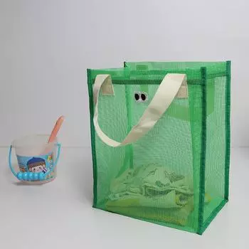 Сетчатая пляжная сумка-тоут - Большая вместимость, Дренажная сумка для хранения купальных принадлежностей и игрушек, Модная сумка