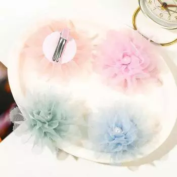 Сетчатая пряжа, заколка для волос с искусственным жемчугом и цветком, противоскользящая дизайнерская заколка для волос, украшение для волос, заколка для волос, головной убор, аксессуар для волос розовый