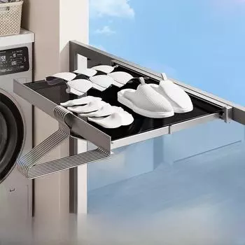 Сетчатая сетка для хранения вещей с крючками Gao Wenhai — универсальная телескопическая сетка для сушки белья на балконе и в ванной комнате. 44cm 6 hooks полночь/чёрный