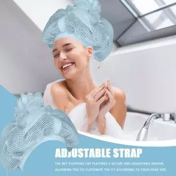 Сетчатая шапка для сушки вьющихся волос с регулируемым шнурком, мягкая впитывающая женская сетка для длинных густых вьющихся волос, быстросохнущая сетка для душа, шлепающаяся шапочка небесно-голубой