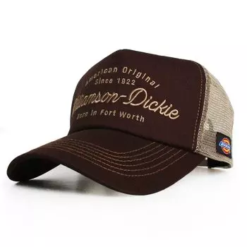 Сетчатая шапка с вышивкой коричневого цвета [Dickies] Мужская женская коричневый