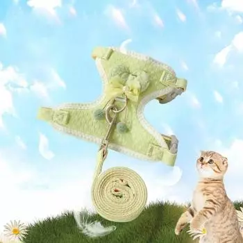 Сетчатая шлейка для домашних животных, регулируемая, высококачественная, набор шлейки для домашних животных, буксировочный трос для кошек, стильный летний уличный галстук-бабочка для домашних животных, тяговый трос M