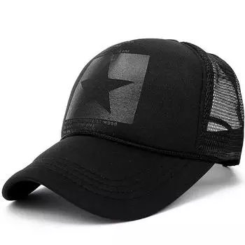Сетчатая шляпа. Мужская модная бейсболка Snapback. Женская хлопковая кепка дальнобойщика в стиле хип-хоп. чёрный