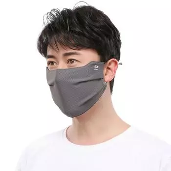 Сетчатая солнцезащитная вуаль с защитой от ультрафиолета, дышащая маска для лица из ледяного шелка для походов светло-серый