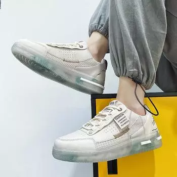 Сетчатая студенческая дышащая модная мужская маленькая белая обувь в национальном стиле Tide 39 синий