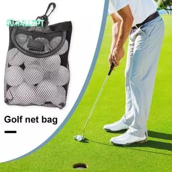 Сетчатая сумка для гольфа с застежкой-лентой — большая вместимость, для занятий спортом в помещении и на открытом воздухе, сумка для хранения мячей, аксессуары чёрный