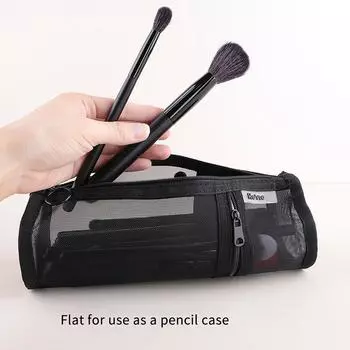 Сетчатая сумка для хранения кистей для макияжа двойного назначения, портативный чехол для кистей, простой держатель для кистей большой емкости, дорожный держатель-держатель чёрный