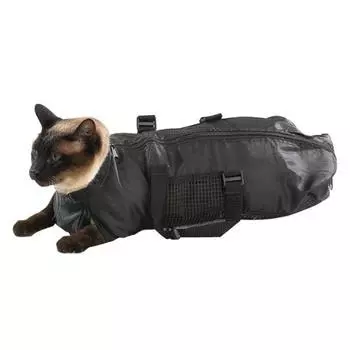 Сетчатая сумка для купания кошек, сумка для ухода за кошками из ткани Оксфорд, сумка для мытья кошек с защитой от царапин, регулируемая для инъекций для стрижки когтей в душе чёрный