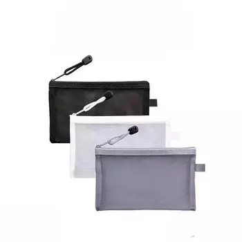 Сетчатая сумка-карандаш большой вместимости - прозрачная, портативная, на молнии для хранения канцелярских принадлежностей для студентов чёрный