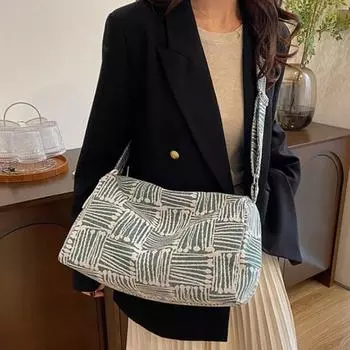 Сетчатая сумка на молнии большой вместимости для женщин, сумка-тоут в стиле ленивой, новая универсальная холщовая сумка через плечо