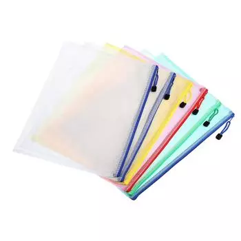 Сетчатая сумка на молнии YOKIVE B4, сетчатый карман для файлов, пластиковый чехол для документов, для офиса, бытовой техники, хранения в дороге, упаковка из 6 шт. (многокрасочный)