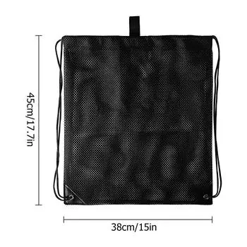 Сетчатая сумка, портативный рюкзак для хранения на шнурке, сверхмощная сумка для хранения спортивного инвентаря для пляжа чёрный