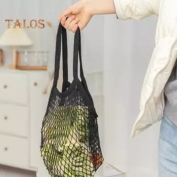 Сетчатая сумка с ручкой, дизайн магазина, износостойкая, удобная подвесная сумка для хранения, сетчатая сумка для покупок, кухонный гаджет чёрный