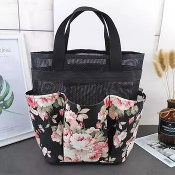 Сетчатая сумка-тоут для душевой кабины, переносная корзина для душевой кабины с 6 карманами для хранения, быстросохнущий сетчатый подвесной органайзер, сумка-тоут, новая чёрный