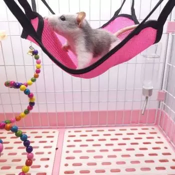 Сетчатая ткань, моющаяся, гамак для белки, гнездо для игр с домашними животными, качели, кровать для хомяка, аксессуары для клеток для домашних животных S синий