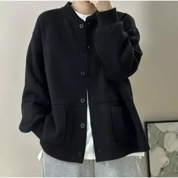 Сетчатая версия бейсбольная майка куртка ленивый стиль свободный кардиган универсальный корейский вариант топ свитер большой размер женская одежда M серый