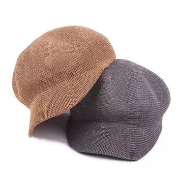 Сетчатая восьмиугольная кепка для мужчин и женщин, берет с шелкографией, соломенная бумажная кепка с отверстием спереди, женская летняя повседневная солнцезащитная сетчатая кепка M56-58cm серый