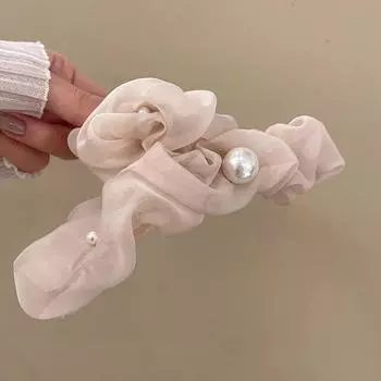 Сетчатая заколка-краб для волос с жемчужной отделкой Элегантные заколки для волос для женщин Винтажные жемчужные аксессуары для волос (Несколько цветов)