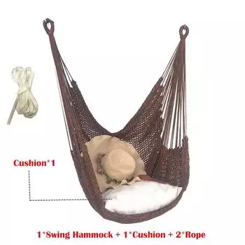 Сетчатое кресло-гамак, подвесное кресло-качалка с подушкой, для улицы, патио, сада DarkRed