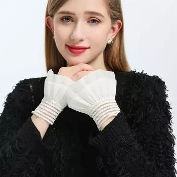 Сетчатое кружево Темперамент Маленький аромат Трехмерное кружево Декоративные манжеты Поддельные рукава белый