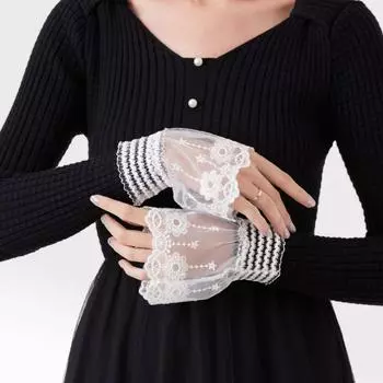Сетчатое кружево Темперамент Маленький аромат Трехмерные кружевные декоративные манжеты, ложный воротник, ложные рукава белый