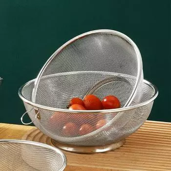Сетчатое кухонное сито Дуршлаг с мелкой сеткой Дуршлаг для мойки фруктов Корзина для мытья риса Корзина для слива продуктов Кулинарные инструменты 18x18x8cm