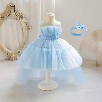 Сетчатое платье для девочек, детское платье принцессы со шлейфом, элегантное праздничное платье из органзы для девочек 70 красный