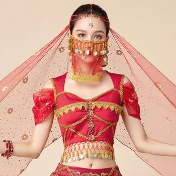 Сетчатые аксессуары для танцев, головной платок для танца живота, головной убор для индийского танца, реквизит для выступлений B