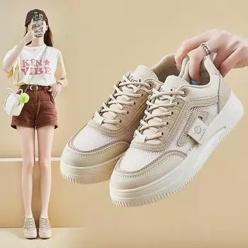 Сетчатые белые туфли для женщин, летние, новые, увеличивающие рост, студенческие туфли, дышащая повседневная обувь 35 хаки