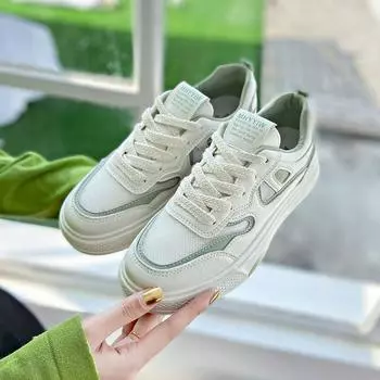Сетчатые дышащие белые туфли на толстой подошве женские 2024 весна новые женские туфли в зарубежном стиле универсальные повседневные сетчатые туфли спортивные туфли для серфинга 35