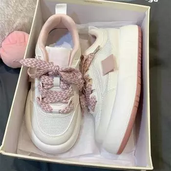 Сетчатые дышащие кроссовки для хлеба, летние новые универсальные кроссовки для сноуборда, белые туфли на платформе 35 розовый
