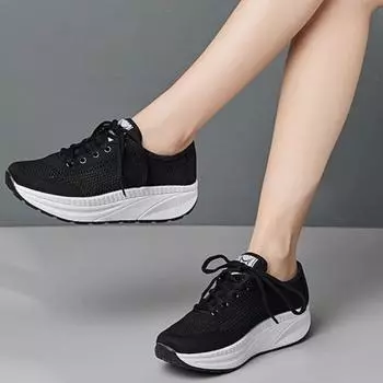 Сетчатые дышащие кроссовки для женщин, однотонные, на шнуровке, на толстой подошве, легкая прогулочная вулканизированная обувь Tenis De Corrida Feminino 38